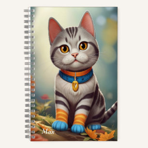 Whimsical Woodland America Shorthair Cat Notebook