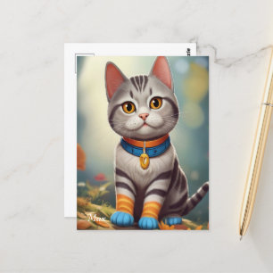 Whimsical Woodland America Shorthair Cat Postcard