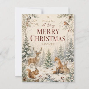 Whimsical Woodland Animal Christmas style RSVP Card
