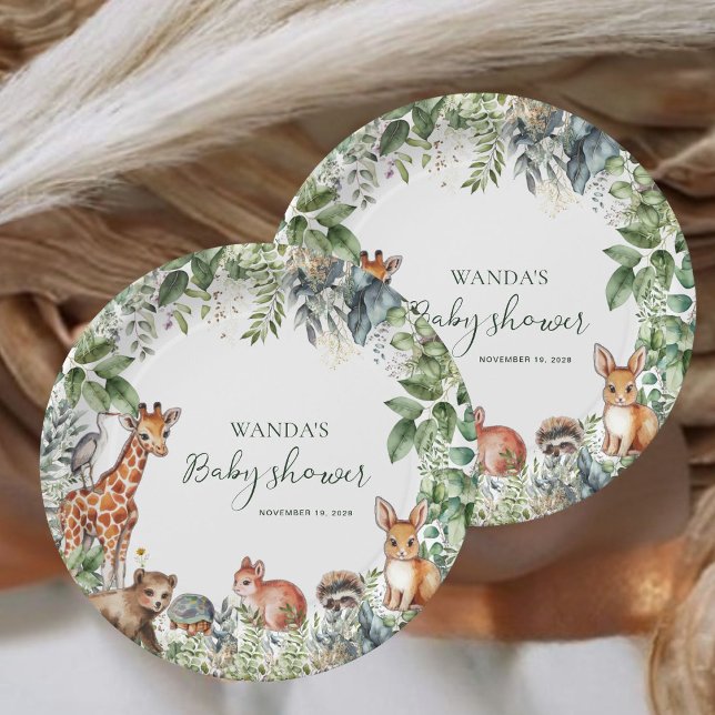 Whimsical Woodland Animals Baby Shower  Paper Plate (Creator Uploaded)