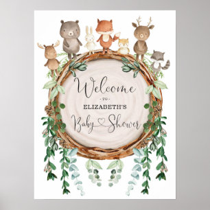 Whimsical Woodland Animals Baby Shower Welcome Poster
