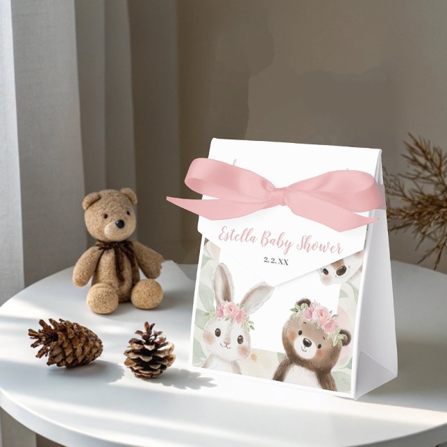 Whimsical Woodland Animals boho Girl Baby Shower Favour Box (Creator Uploaded)