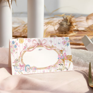 Whimsical Woodland Animals Girl Baby Shower Place Card