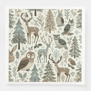 Whimsical Woodland Animals Holiday Paper Napkin