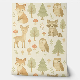 Whimsical Woodland Animals Nursery Wallpaper 