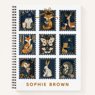 Whimsical Woodland Animals Stamp Pack with Name Notebook