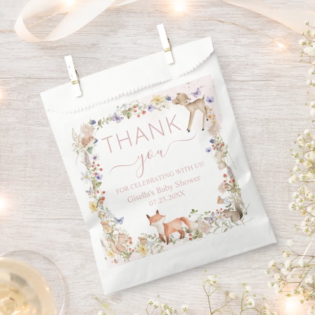 Whimsical Woodland Animals Wildflower Baby Shower  Favour Bag (Clipped)