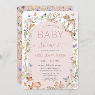 Whimsical Woodland Animals Wildflower Baby Shower  Invitation