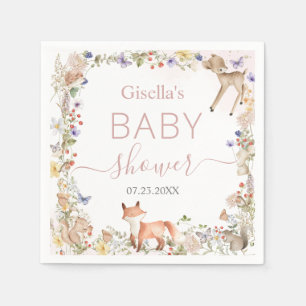 Whimsical Woodland Animals Wildflower Baby Shower Napkin
