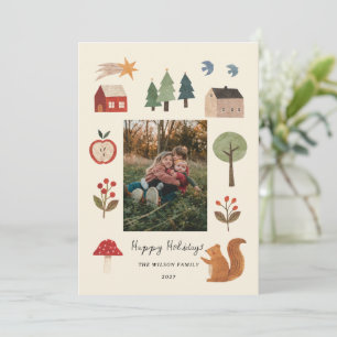Whimsical Woodland Baby Family Holiday Photo  Card