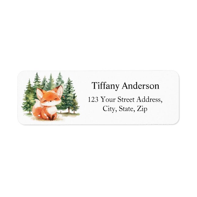 Whimsical Woodland Baby Fox Return Address Label (Front)