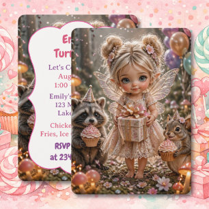 Whimsical Woodland Blonde Fairy Birthday Invitation