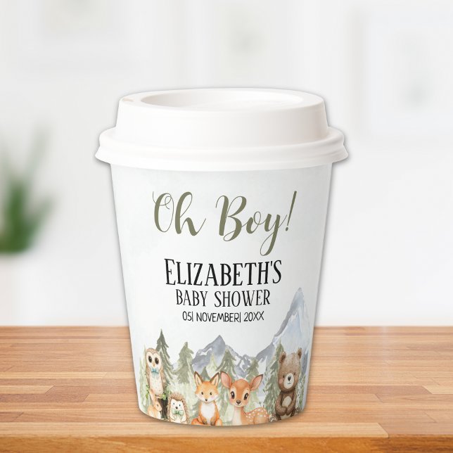 Whimsical Woodland Boy Baby Shower Decor Paper Cups (Creator Uploaded)