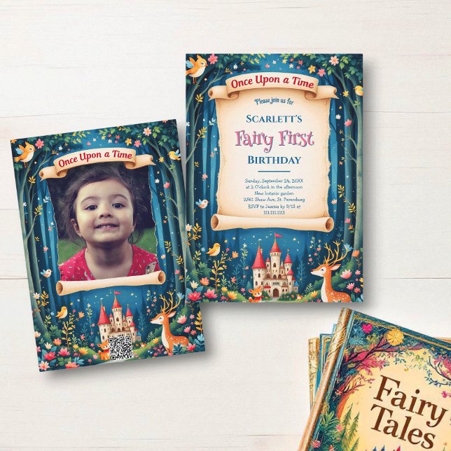 Whimsical Woodland Castle Fairy First 1st Birthday Invitation (Creator Uploaded)