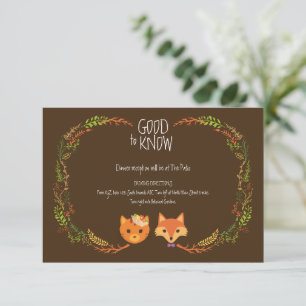 Whimsical Woodland Cat & Fox Wedding Enclosure Card