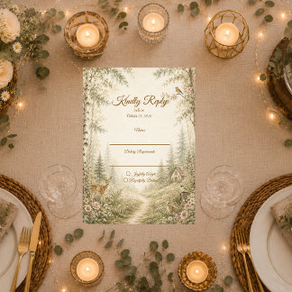 Whimsical Woodland Cottagecore Wedding RSVP Card