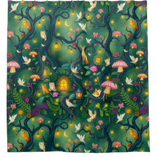 Whimsical Woodland Creatures Shower Curtain