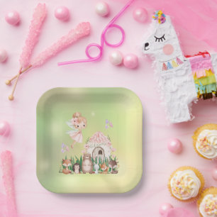 Whimsical Woodland Fairy First Birthday Paper Plate