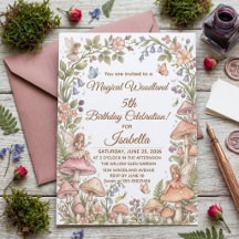 Whimsical Woodland Fairy Watercolor 5th Birthday