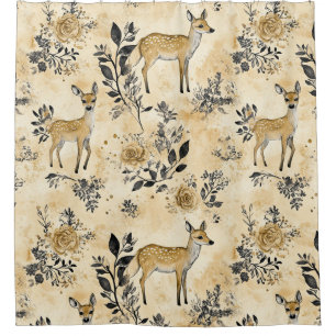 Whimsical Woodland Fawn Pattern Shower Curtain