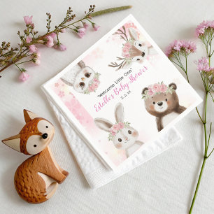 Whimsical Woodland Floral Boho Baby Girl Shower Napkin