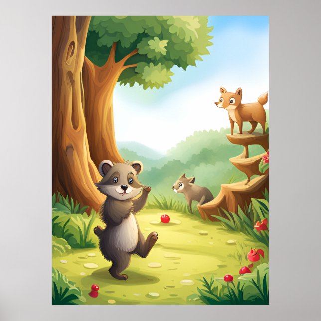 Whimsical Woodland Forest Animals AI Generative Poster (Front)