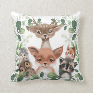 Whimsical Woodland Forest Animals Baby Nursery Cushion