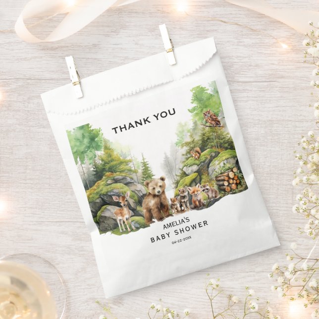 Whimsical Woodland Forest Animals Baby Shower Favour Bag (Clipped)