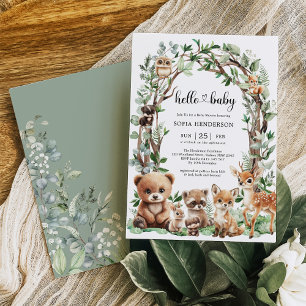 Whimsical Woodland Forest Animals Baby Shower Invitation