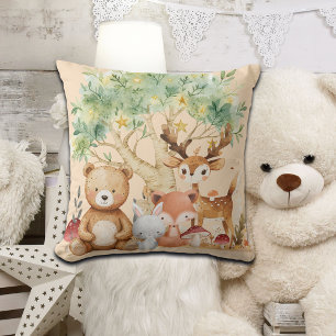 Whimsical Woodland Forest Animals Cushion