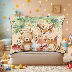 Whimsical Woodland Forest Animals Decorative Cushion
