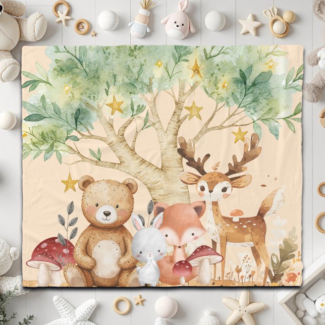 Whimsical Woodland Forest Animals Kids Fleece Blanket (Creator Uploaded)