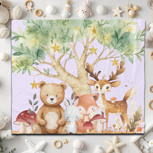 Whimsical Woodland Forest Animals Kids Fleece Blanket