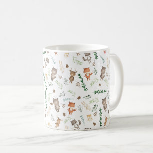 Whimsical Woodland Forest Baby Animals & Greenery Coffee Mug