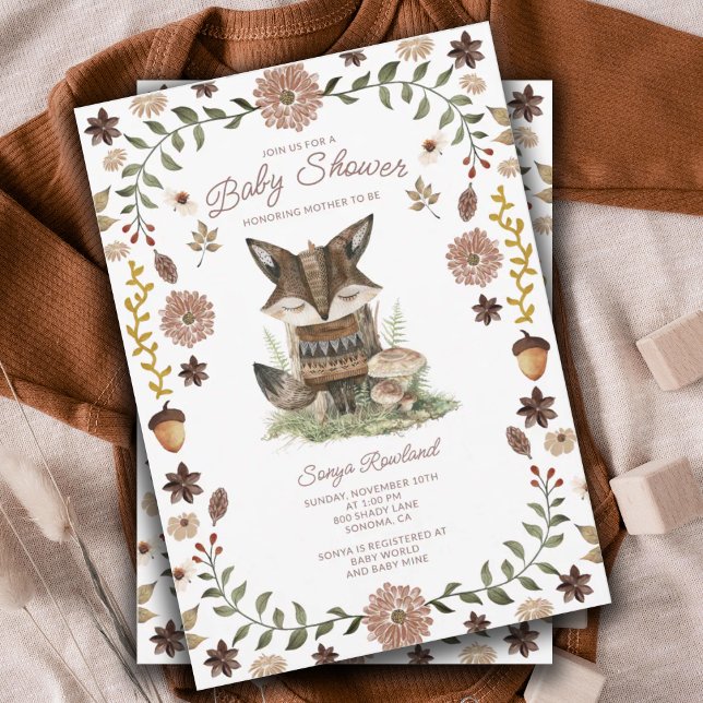 Whimsical Woodland Fox Baby Shower Invitation (Creator Uploaded)