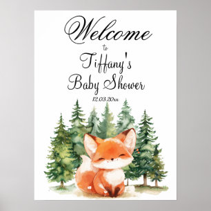 Whimsical Woodland Fox Baby Shower Welcome Poster
