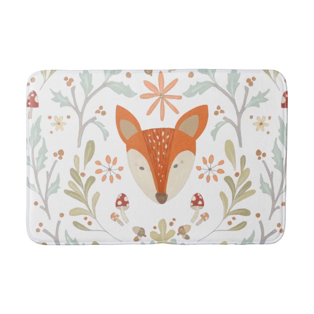 Whimsical Woodland Fox Bath Mat (Front)
