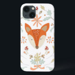 Whimsical Woodland Fox iPhone 13 Case<br><div class="desc">Woodland fox with green leaves. Artist: June Erica Vess. Image ID: 105549D.</div>