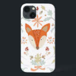 Whimsical Woodland Fox iPhone 13 Case<br><div class="desc">Woodland fox with green leaves. Artist: June Erica Vess. Image ID: 105549D.</div>