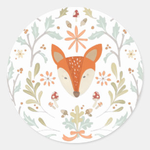 Whimsical Woodland Fox Classic Round Sticker