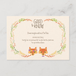 Whimsical Woodland Foxes Ivory Wedding Info Card