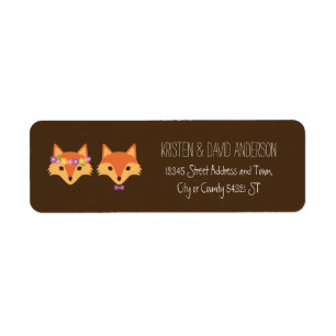 Whimsical Woodland Foxes Wedding Return Address Label