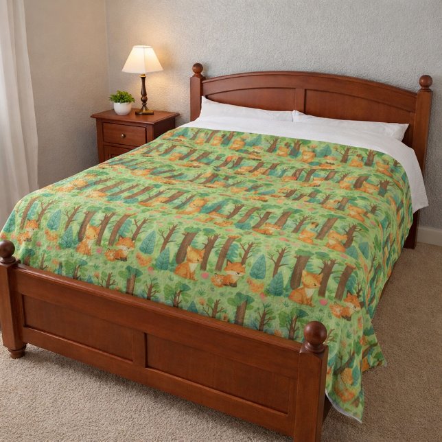 Whimsical Woodland Friends Fleece Blanket (Creator Uploaded)