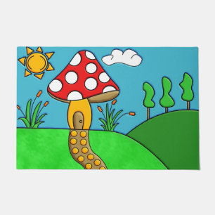 Whimsical Woodland Fungi Art Doormat