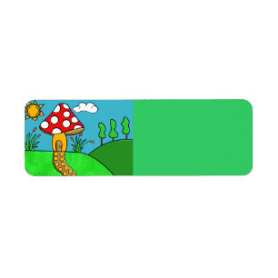 Whimsical Woodland Fungi Art Return Address Label