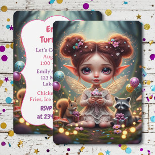 Whimsical Woodland Ginger Fairy Birthday Invitation