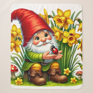 Whimsical Woodland Gnome Scene Sherpa Blanket