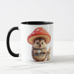Whimsical Woodland Hedgehog & Bunny Tea Party Mug