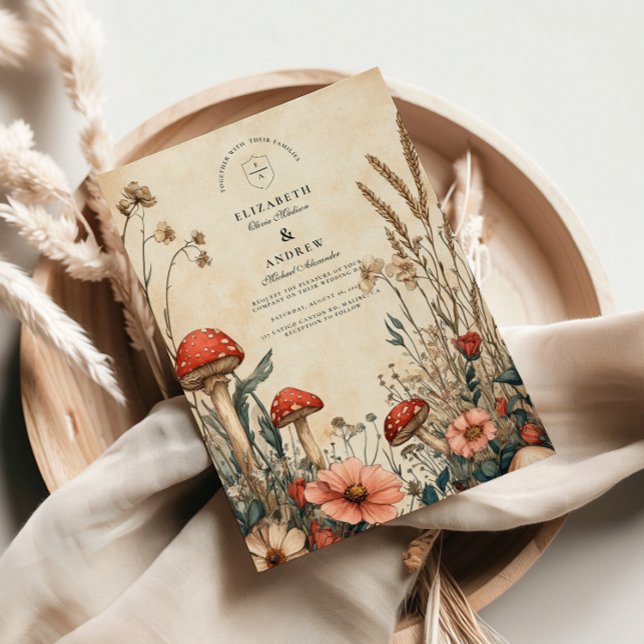 Whimsical Woodland Mushroom Wedding Invitation (Creator Uploaded)