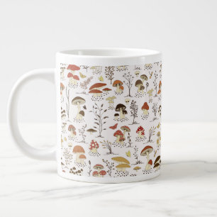 Whimsical Woodland Mushrooms Pattern Large Coffee Mug